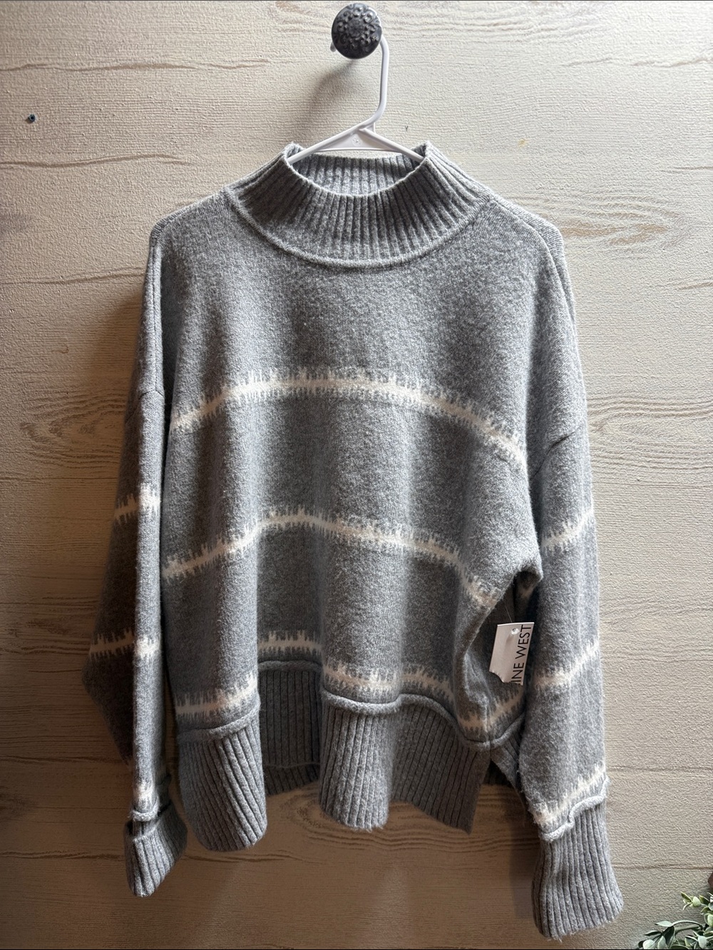 NWT. Nine West grey and white cowl neck sweater size XL.